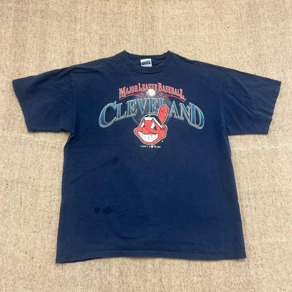 Vintage Cleveland Indians Shirt Mens XL Blue 1990s MLB Baseball